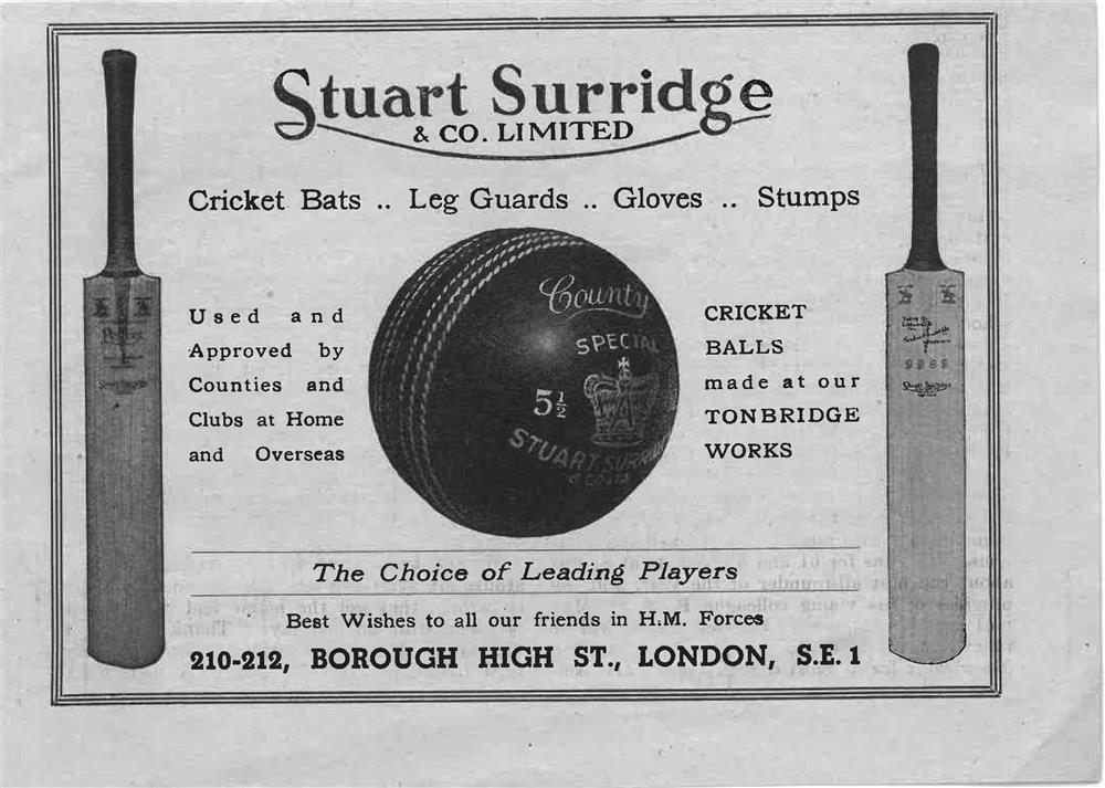 1937 cricket equipment advert