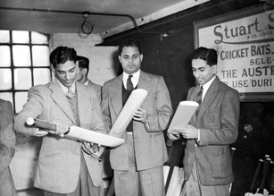 Indian team cricketers at the bat factory