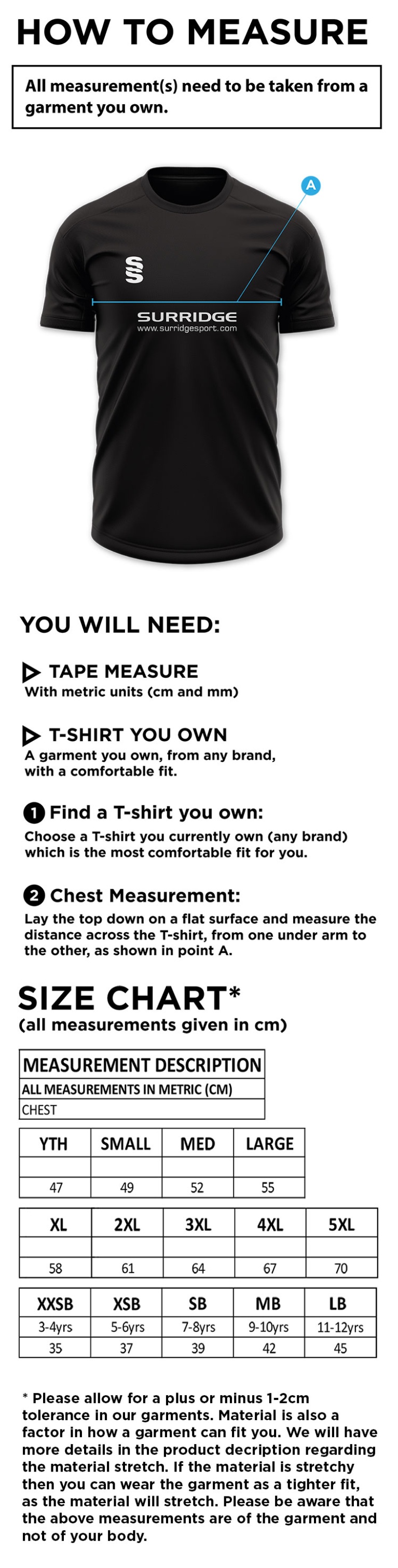 Dual Games Shirt : Amber - Size Guide