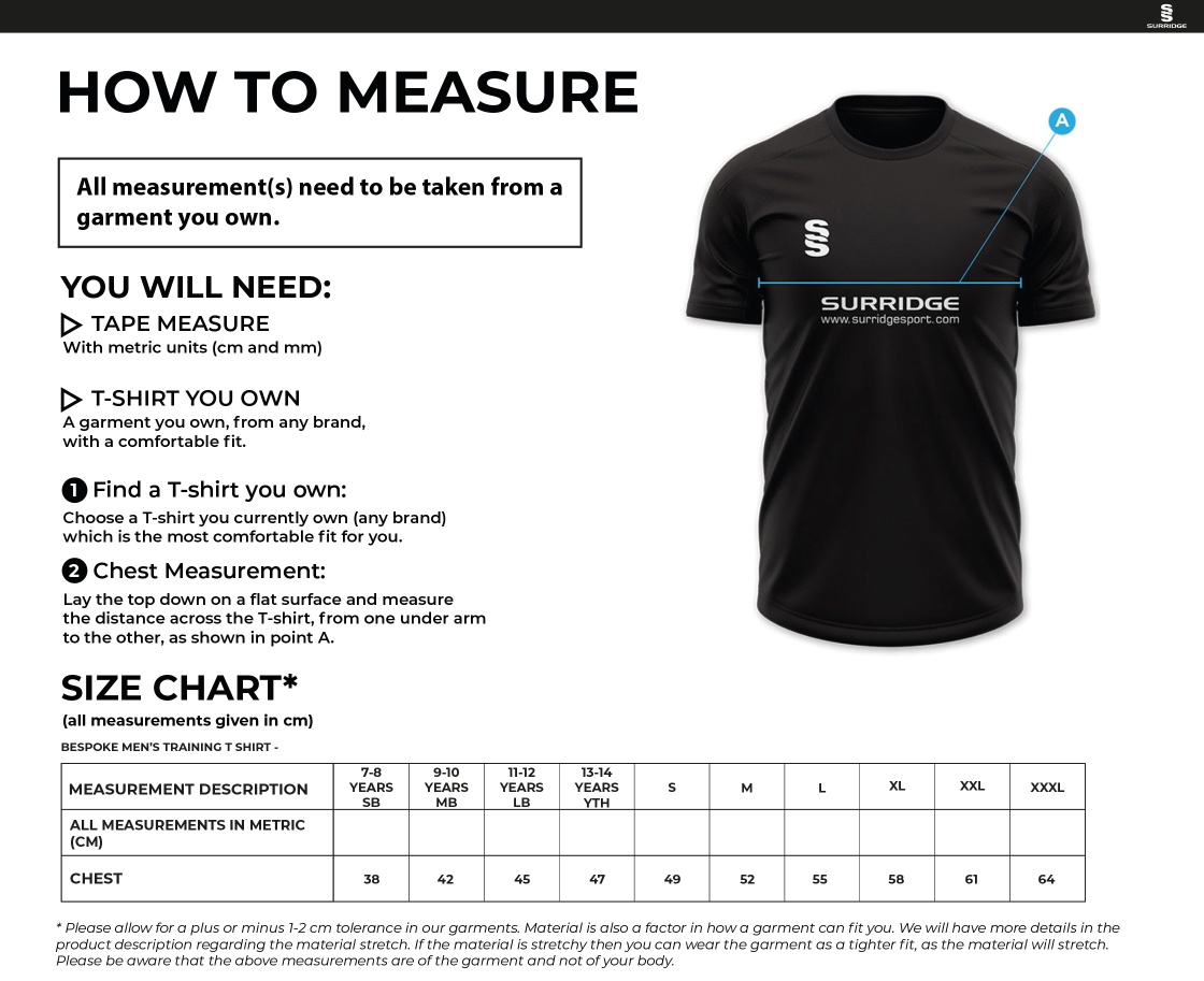 Tempo T-Shirt : Black/Red - Size Guide