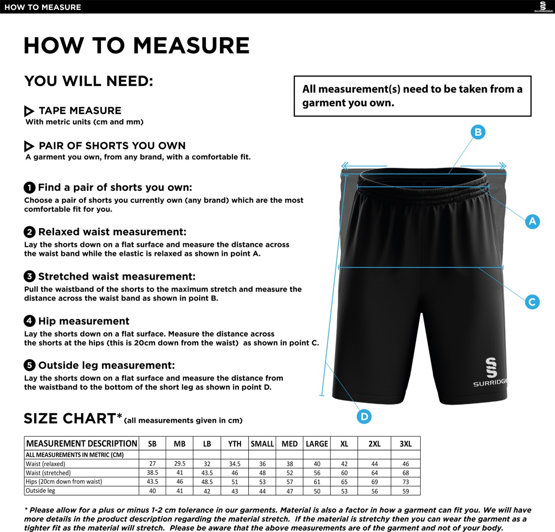 Women's Blade Shorts : Navy - Size Guide