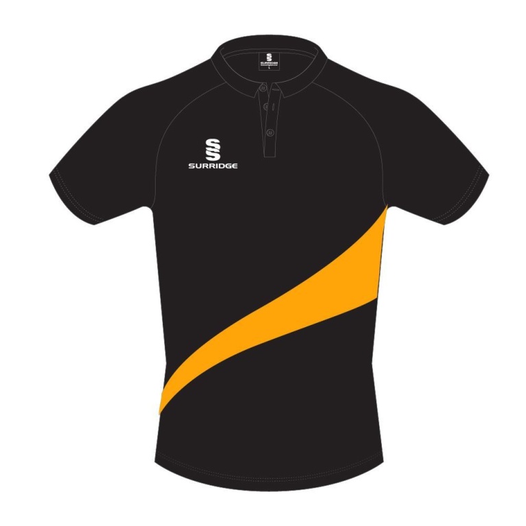 POLO SHIRT IN BLACK WITH AMBER SWOOSH