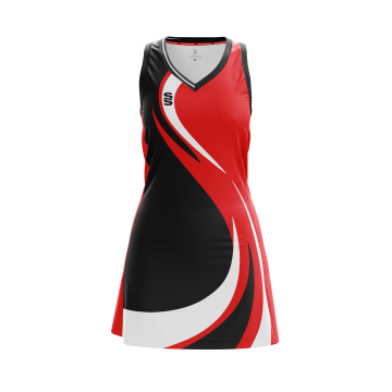Twist Netball Dress - Red/White/Black