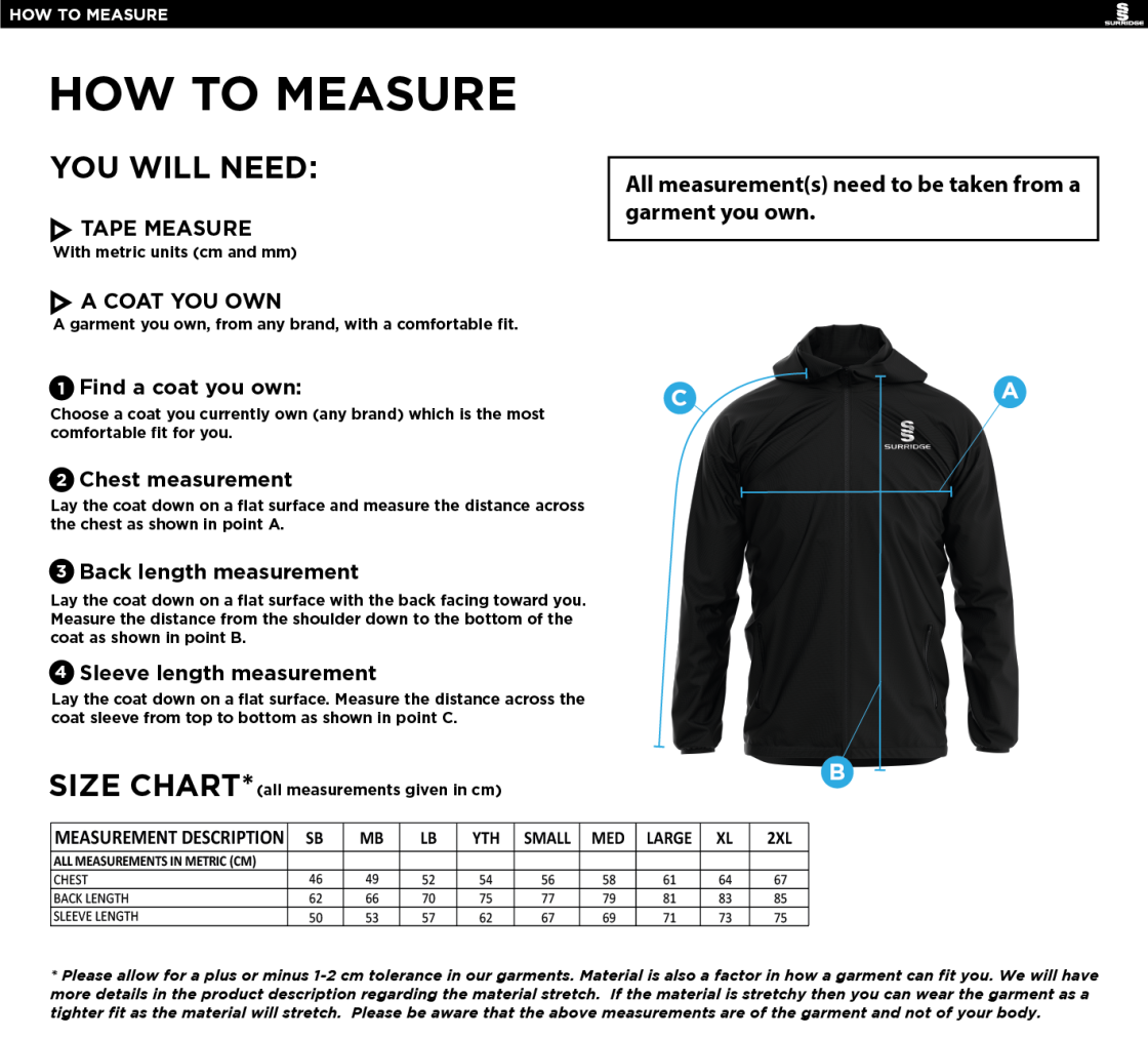 Dual Elite 1/4 Zip Hoody / Rain Jacket : Navy - Size Guide