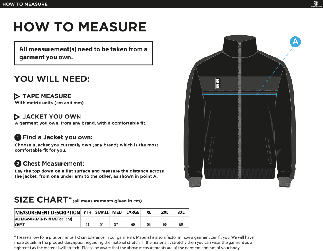 RETRO TRACK TOP - Size Guide