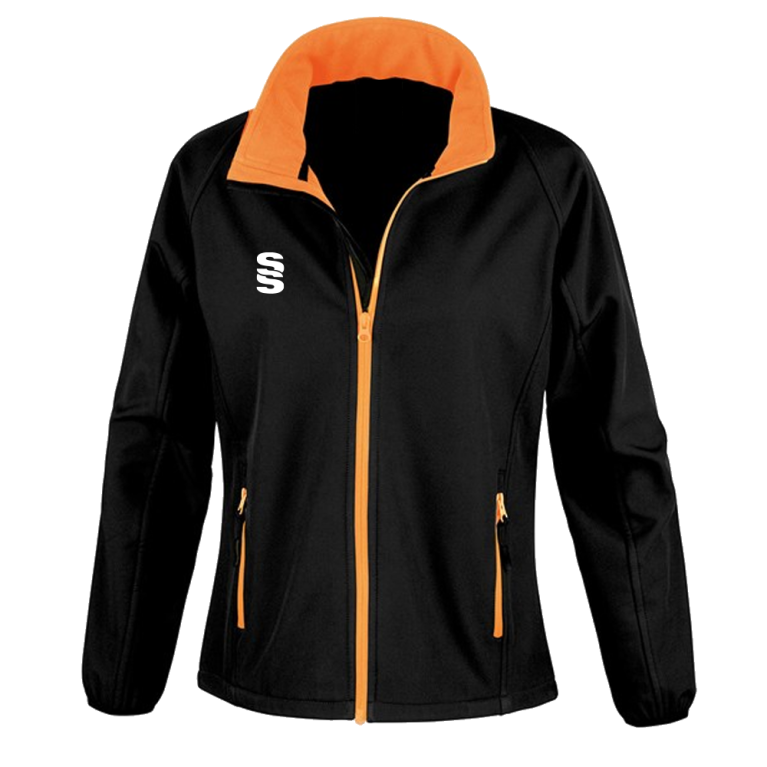 Core Printable Softshell Jacket Female : Black/Orange