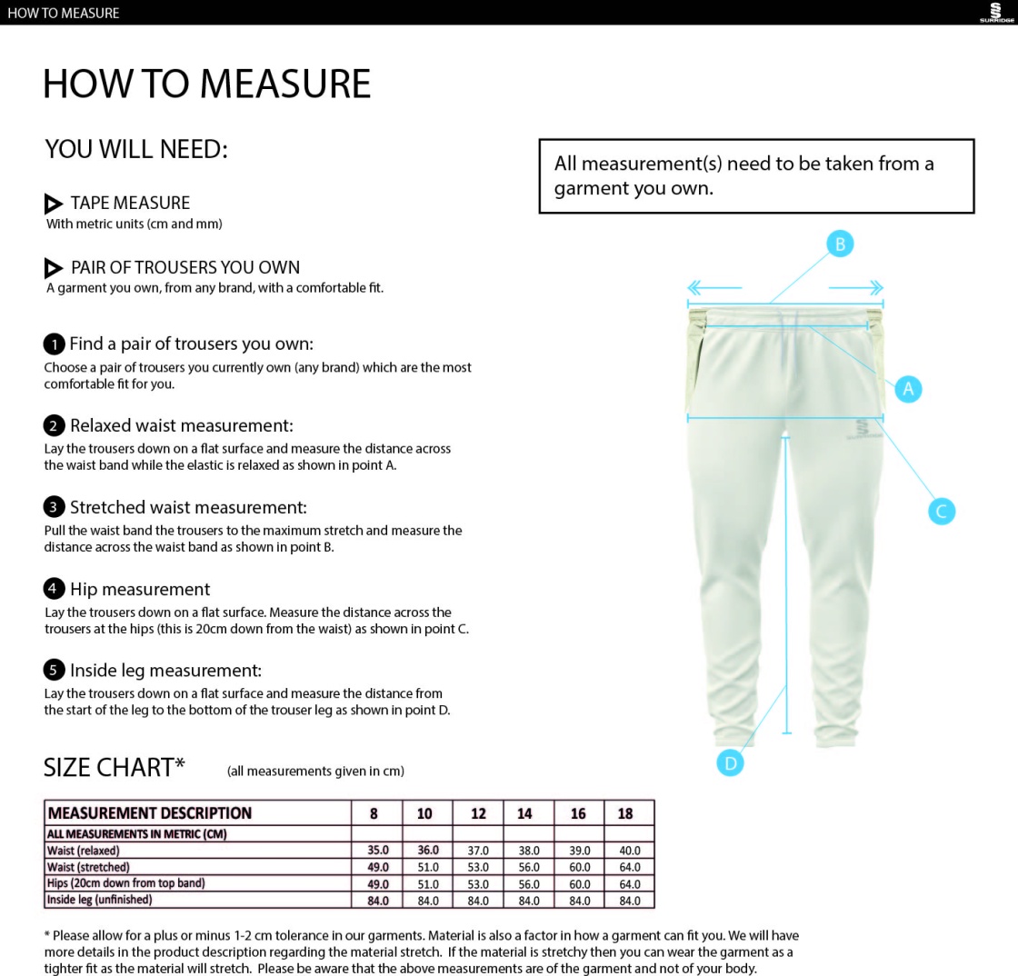 Ergo Playing Women`s Pant - Size Guide