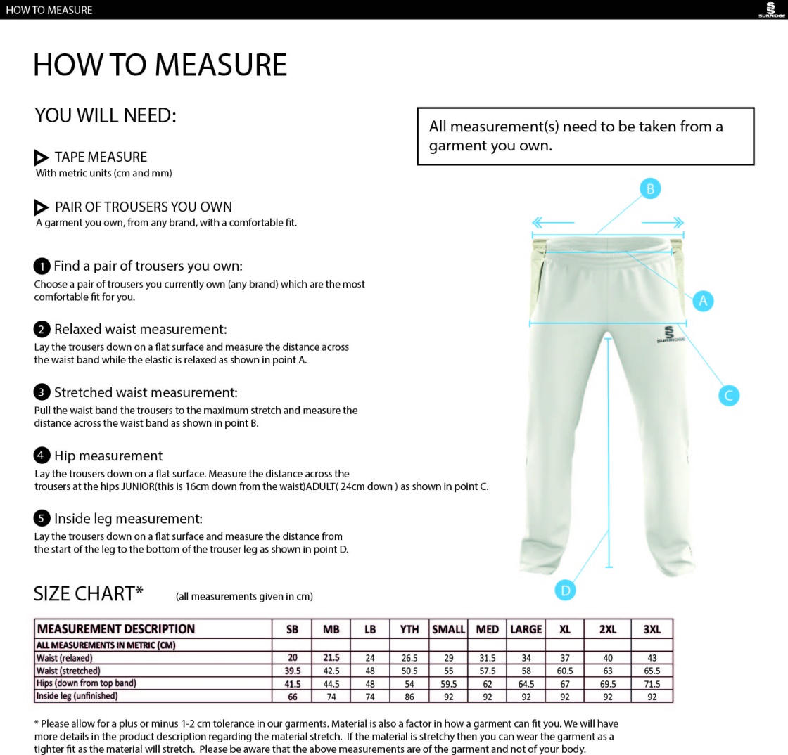 Standard Playing Pant - Size Guide
