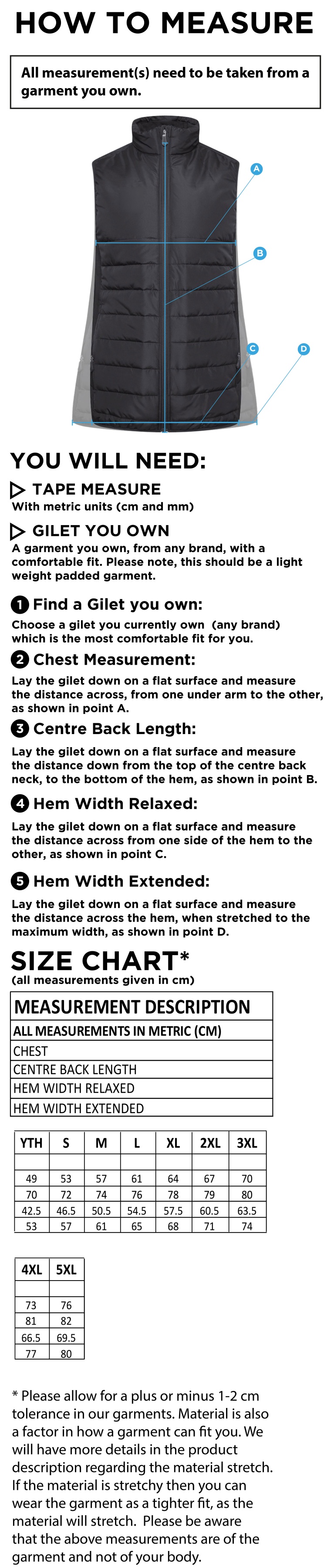 ACTIVE HYBRID JACKET - Size Guide
