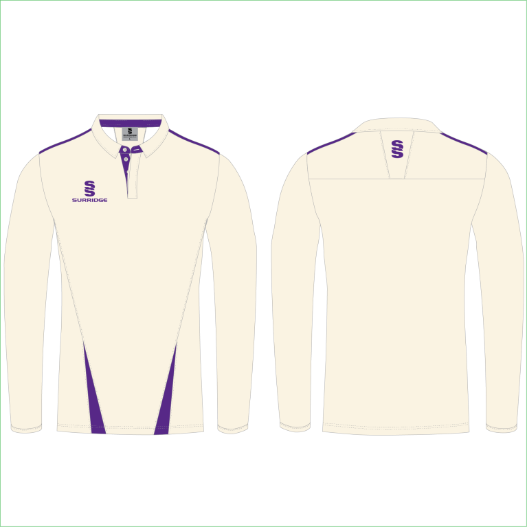 Long Sleeve Cricket Shirt with Purple trim