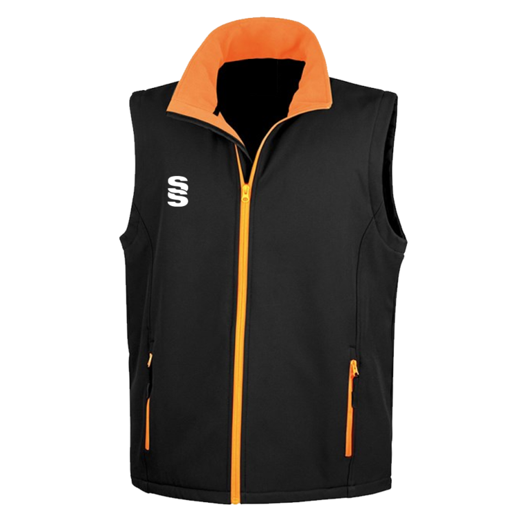 Core Printable Softshell Gilet Male: Black/Orange