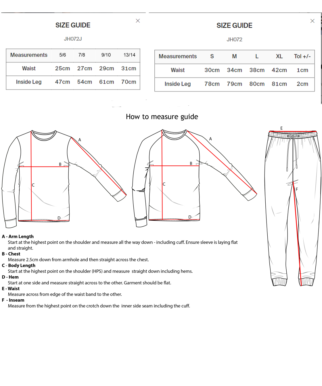 COLLEGE CUFFED SWEATPANTS - Size Guide