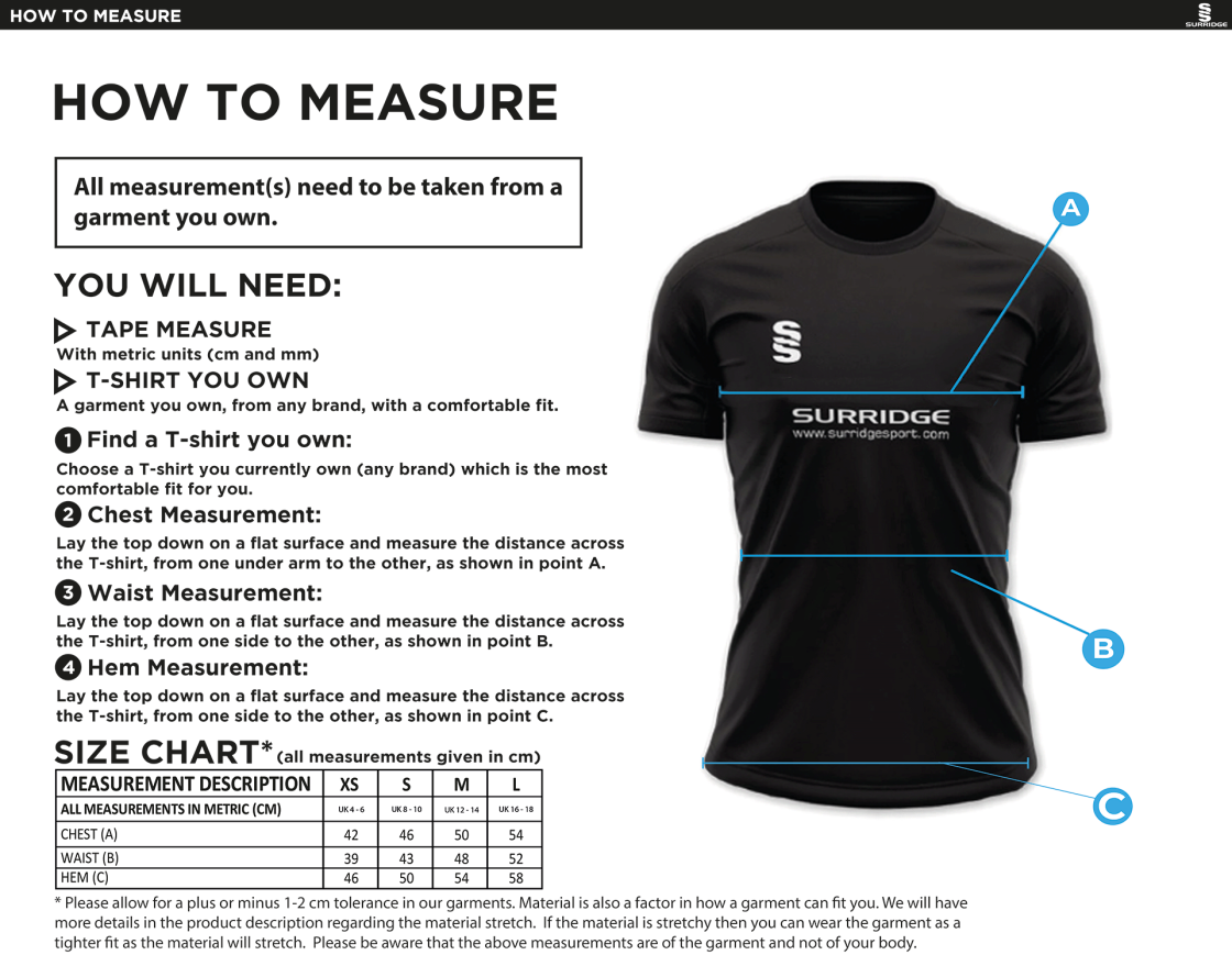 Women's  Polo Shirt : White - Size Guide