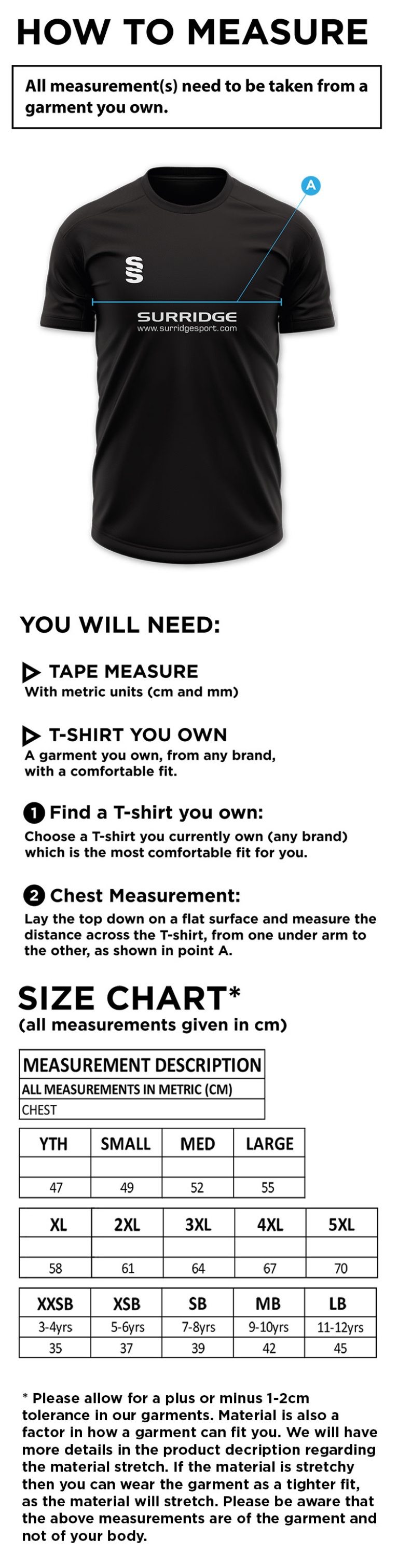 Youth's Dual Games Shirt : Royal - Size Guide