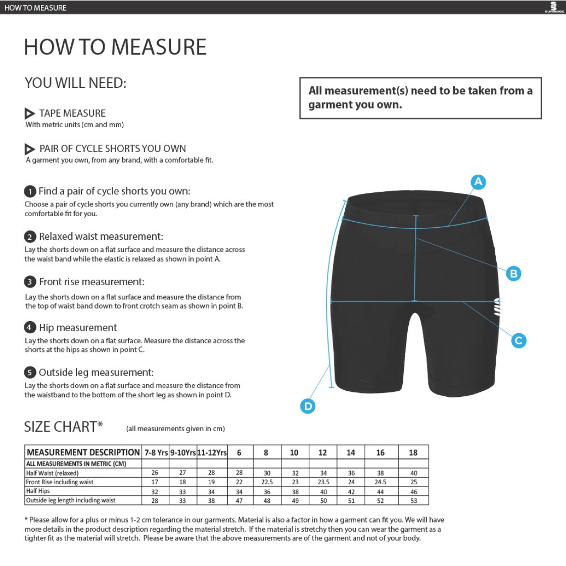 WOMENS DUAL CYCLING SHORT-Navy - Size Guide