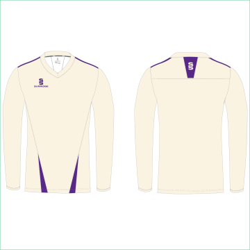 Long Sleeve Cricket Sweater with Purple Trim