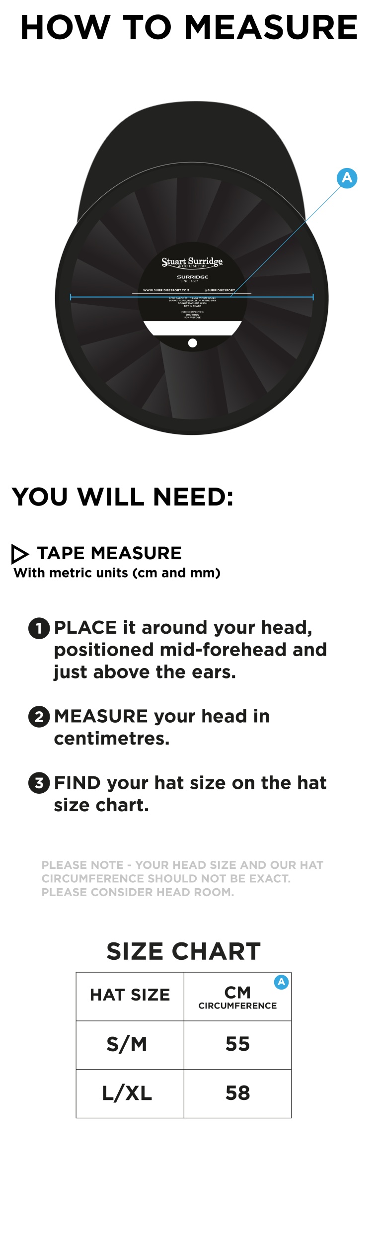 Baggy Cricket Cap - Maroon - Size Guide