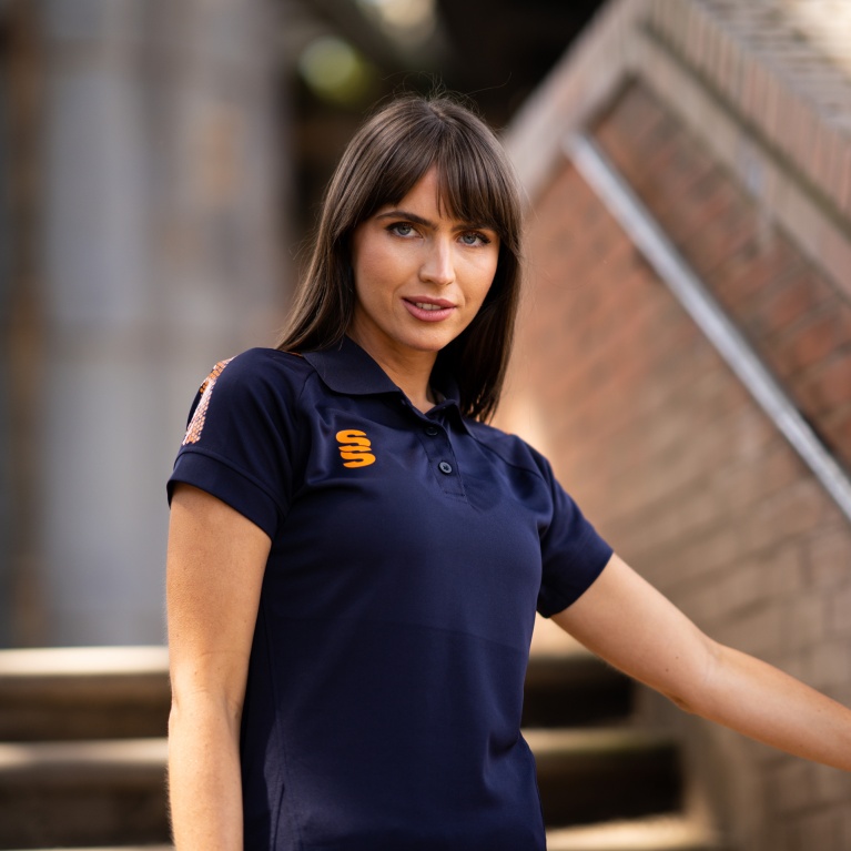 Women's Dual Solid Colour Polo : Navy