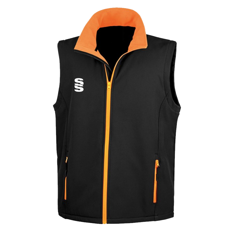 Core Printable Softshell Gilet Male: Black/Orange