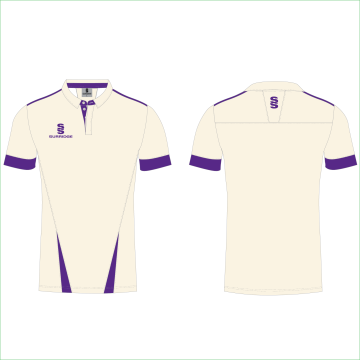 Short Sleeve Cricket Shirt with Purple trim