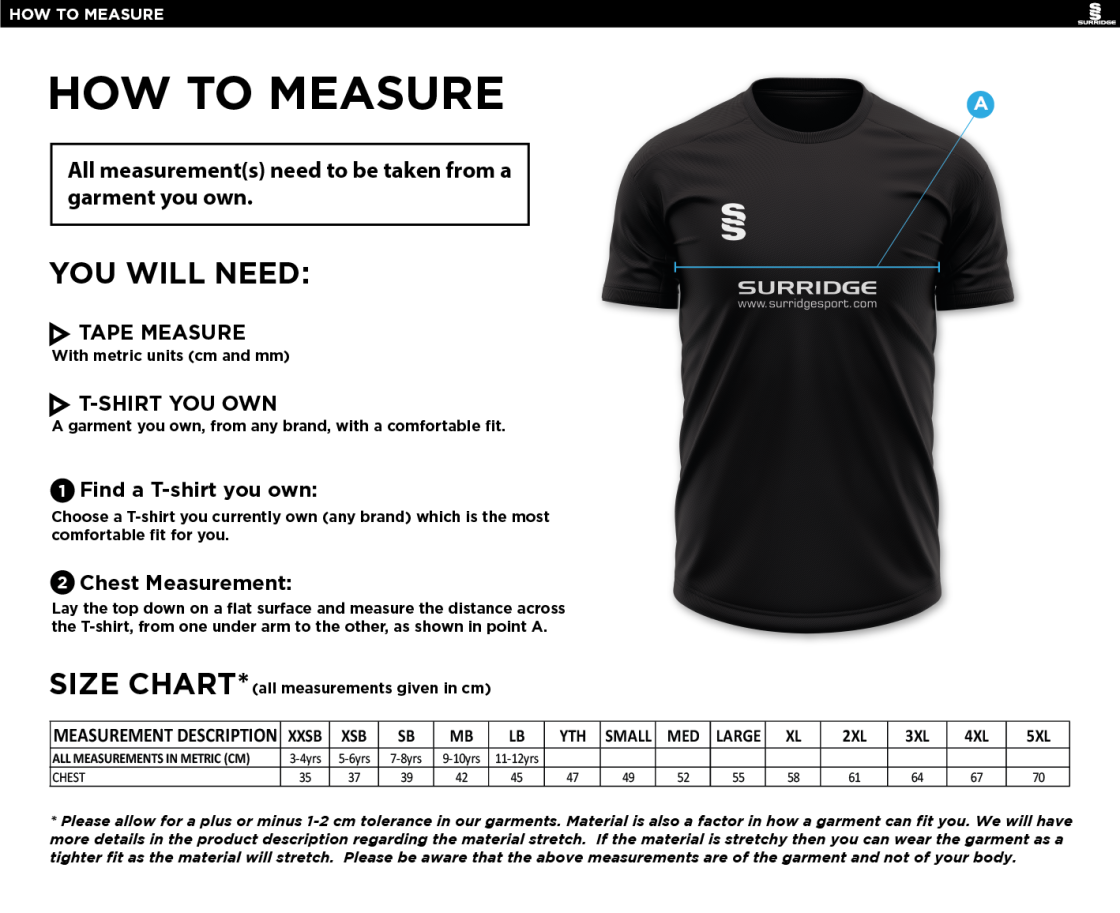 ACTIVE T-SHIRT - Size Guide