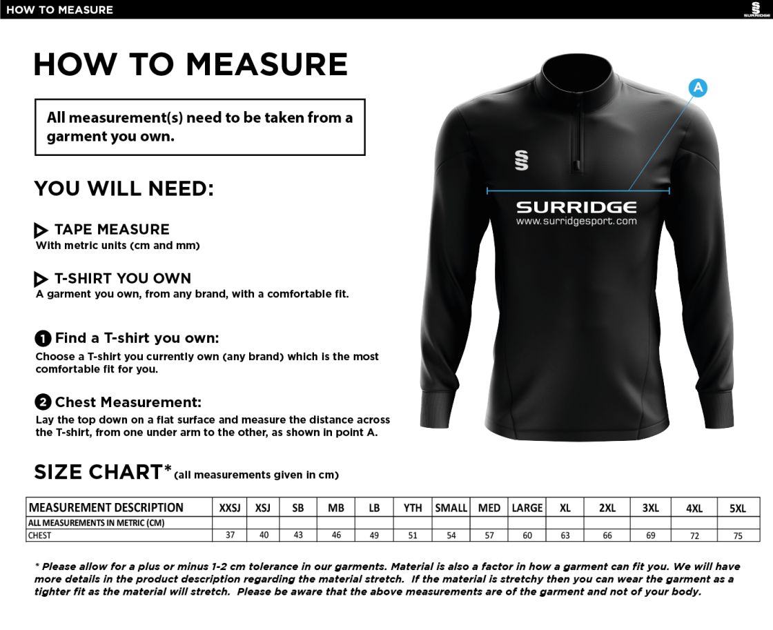 Youth's 1/4 Zip Dual Performance Top :  Marl - Size Guide