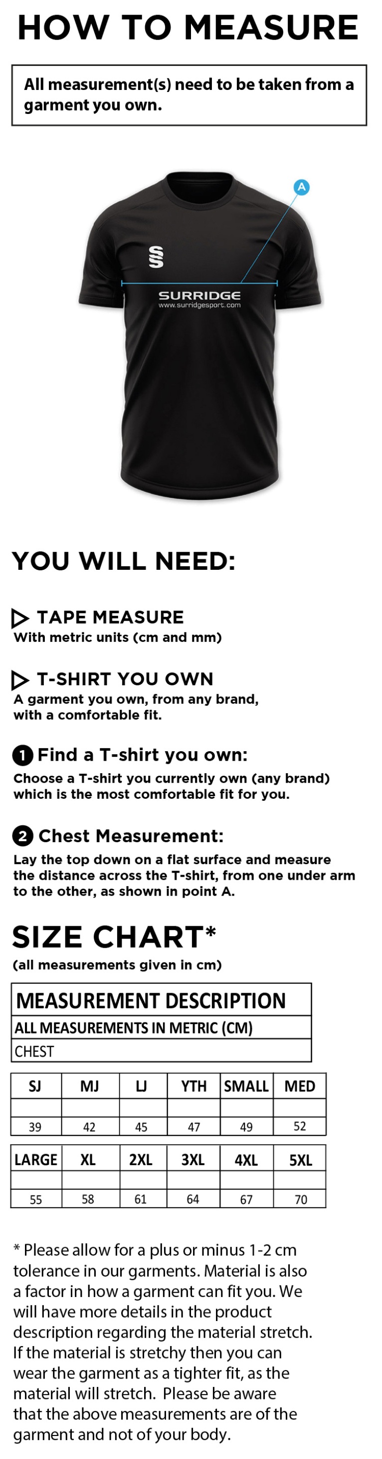 VOLT T-SHIRT - Size Guide