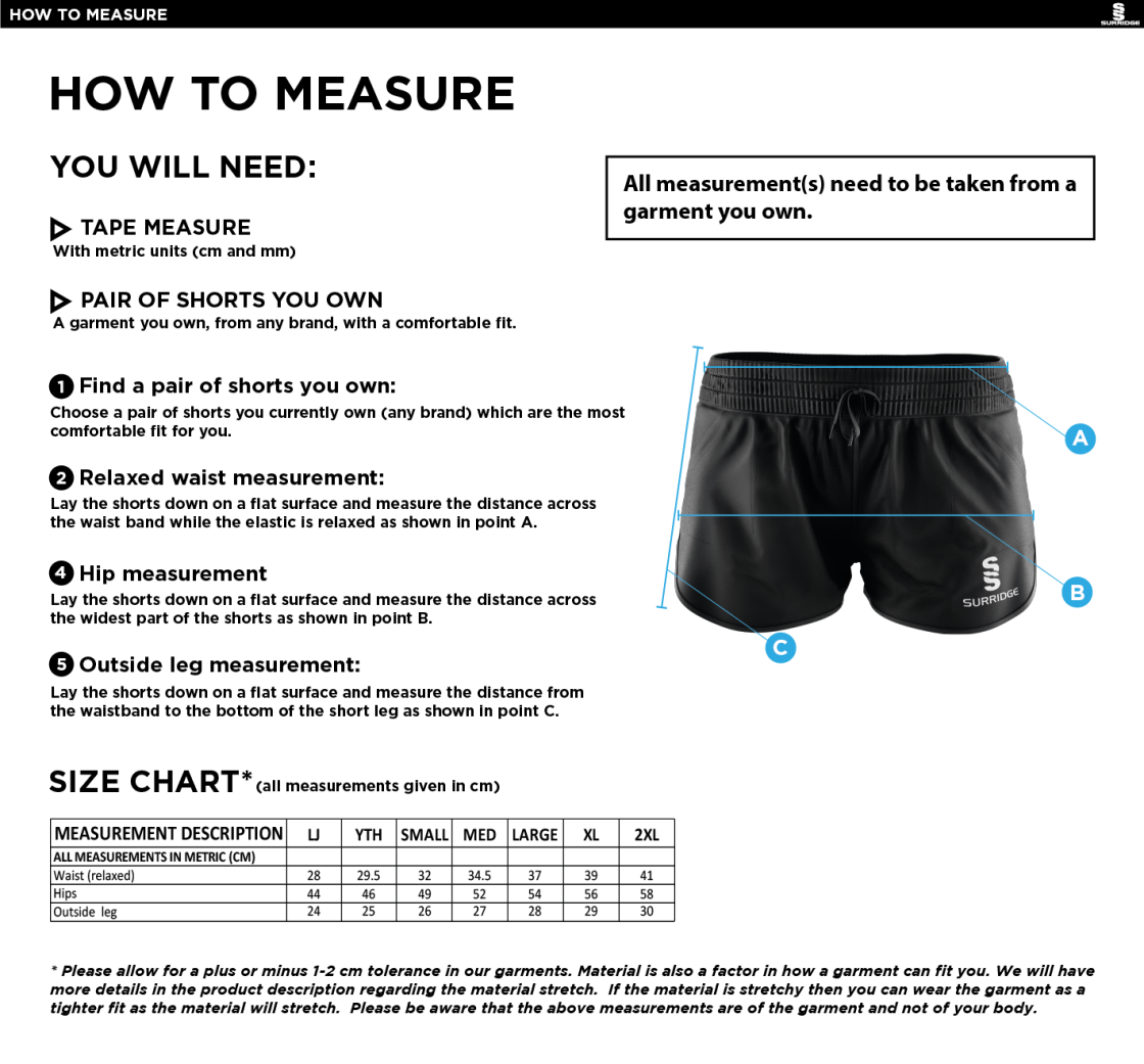 Girl's Dual Active Short : Black - Size Guide