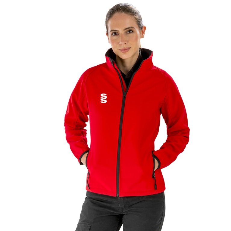 Female Core printable softshell jacket - Red/Black