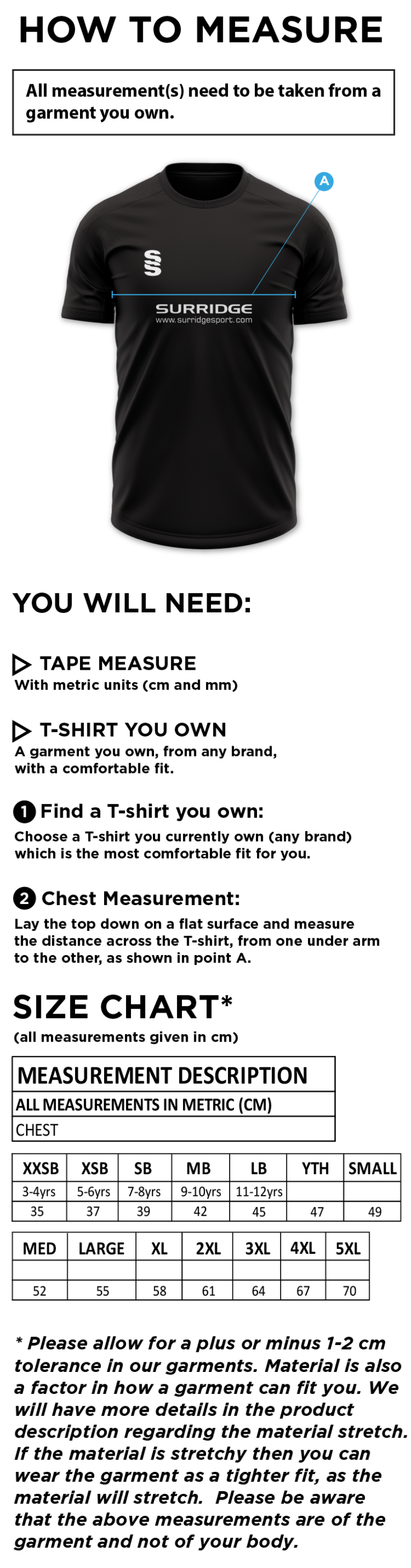 Dual Games Shirt : Sky - Size Guide