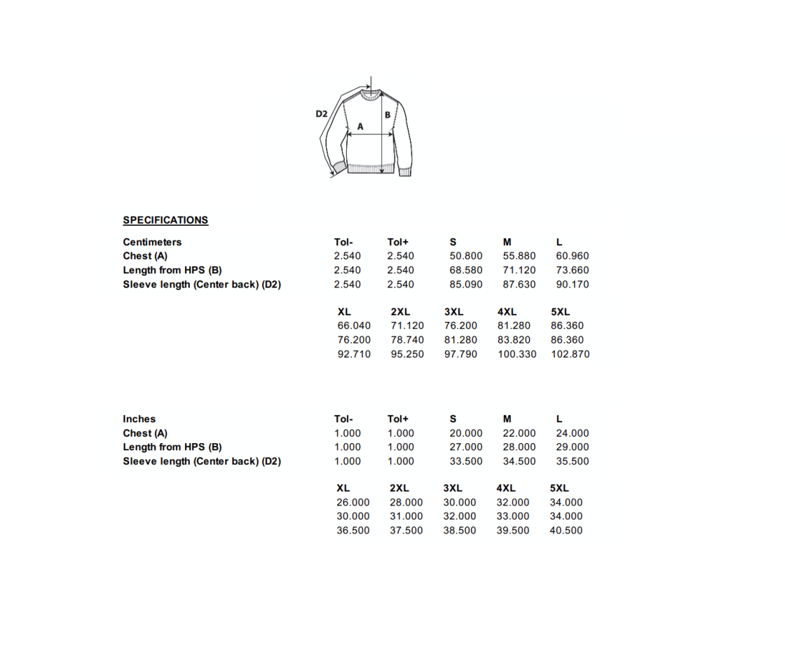 HEAVY BLEND CREW NECK SWEATSHIRT : Black - Size Guide
