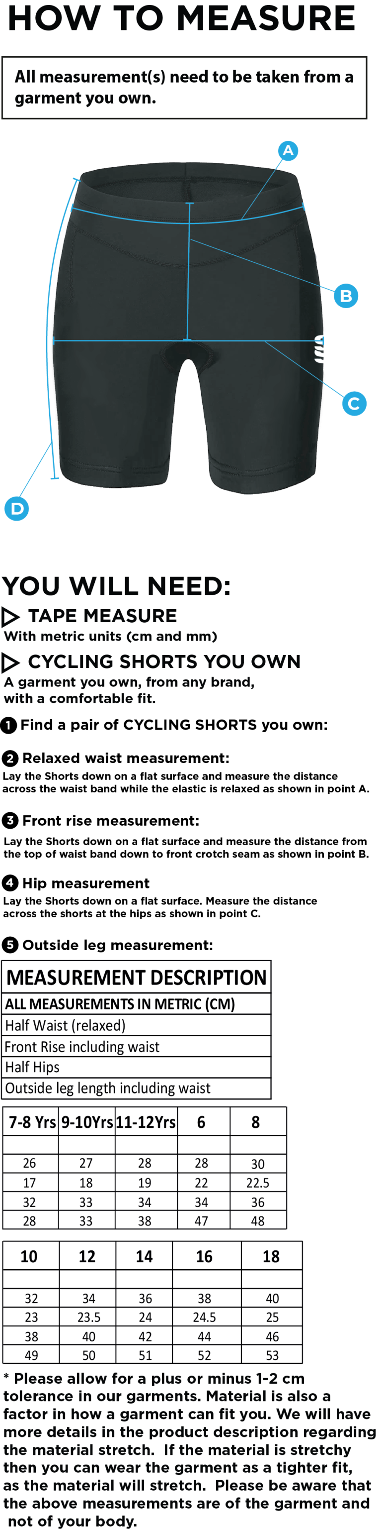 WOMENS DUAL CYCLING SHORT : Black - Size Guide