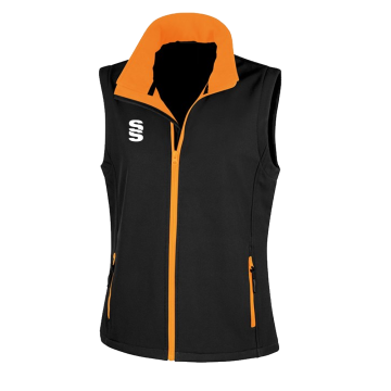 Core Printable Softshell Gilet Female: Black/Orange
