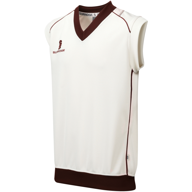 Curve Sleeveless Sweater Maroon Trim