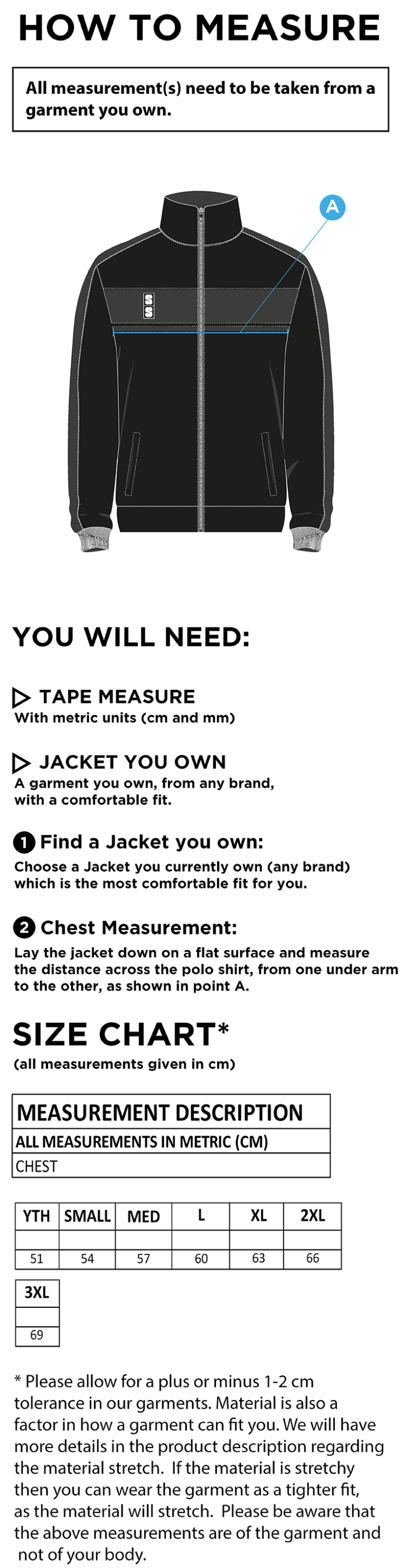 RETRO TRACK TOP - Size Guide