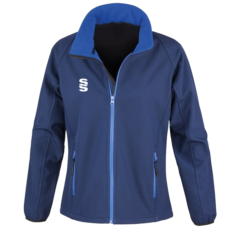 Female Core printable softshell jacket - Navy / Royal