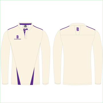 Long Sleeve Cricket Shirt with Purple trim