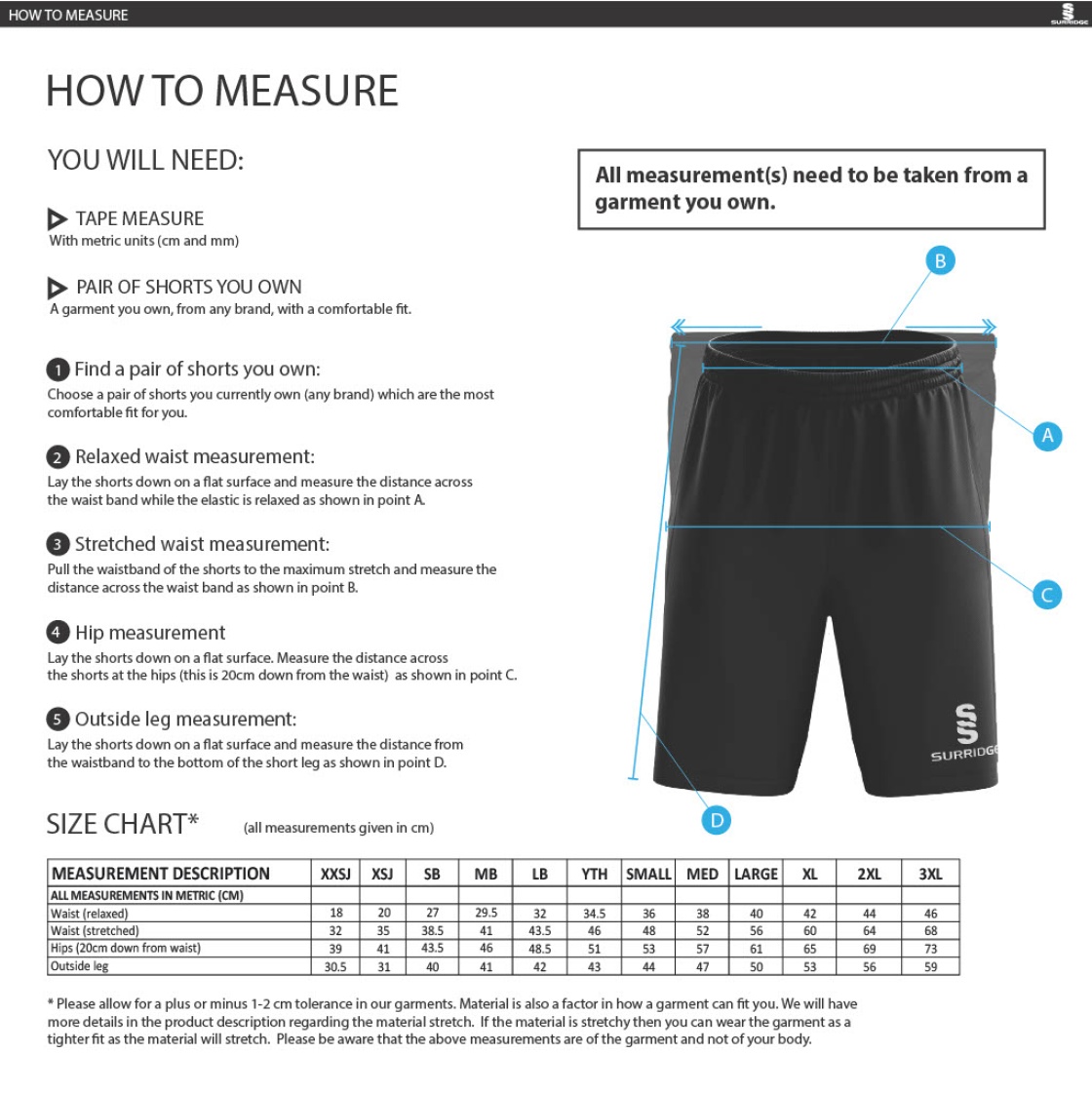 Women's Fuse Shorts : Black - Size Guide