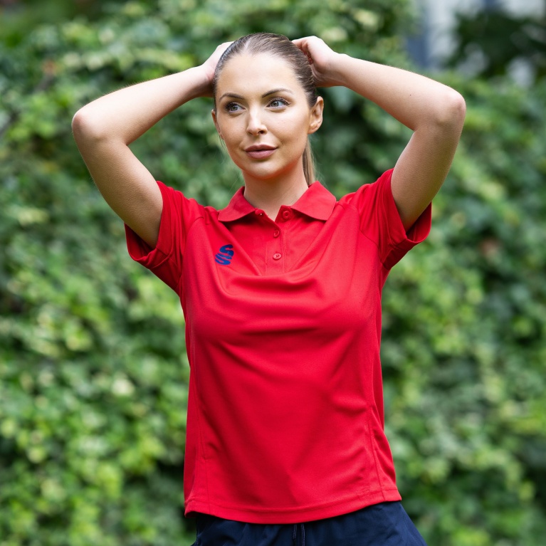 Women's Dual Solid Colour Polo : Red