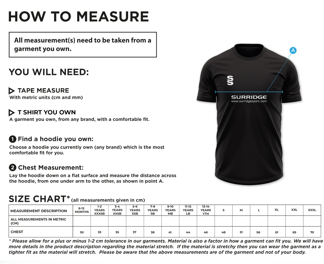 Goalkeeper Shirt Orange - Size Guide