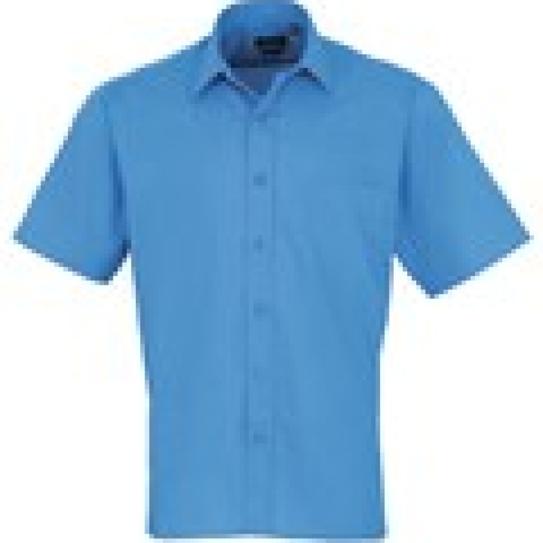 SHORT SLEEVE POPLIN SHIRT-Sapphire