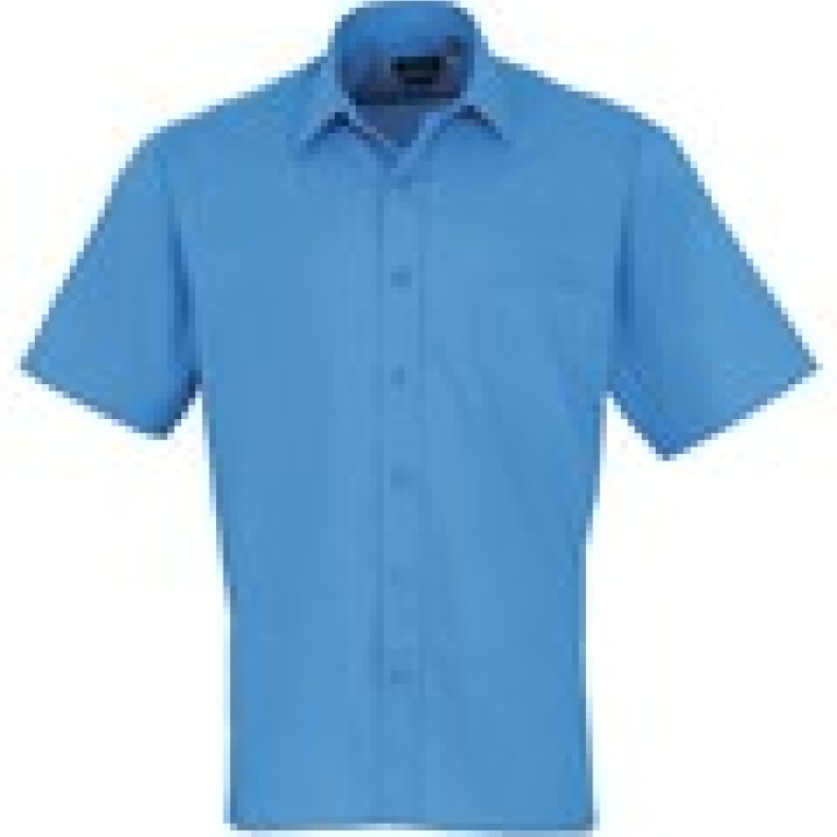 SHORT SLEEVE POPLIN SHIRT-Sapphire