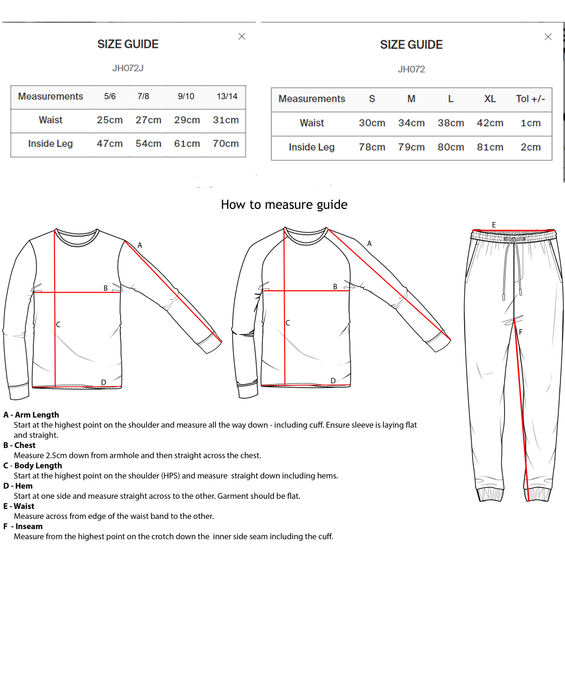 COLLEGE CUFFED SWEATPANTS - Size Guide