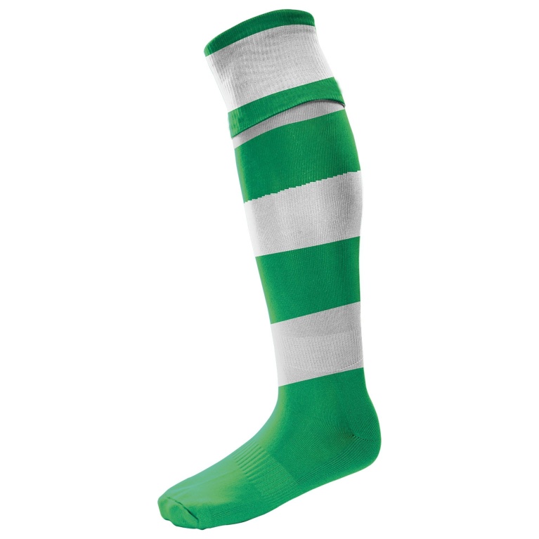 Single Band Sock : Hooped Emerald / White