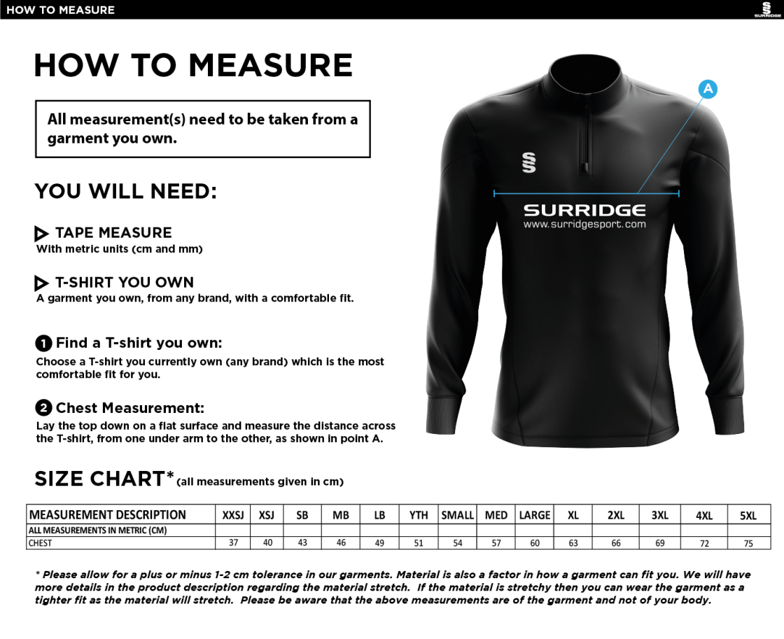 TEMPO PERFORMANCE TOP - Size Guide