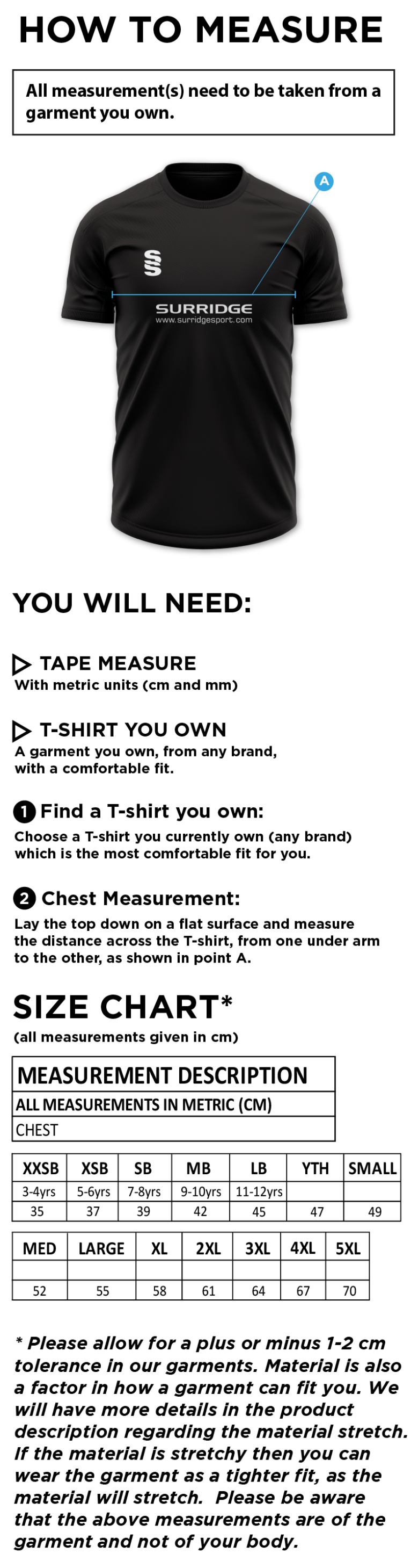 Youth's Dual Games Shirt : Sky - Size Guide