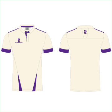 Short Sleeve Cricket Shirt with Purple trim