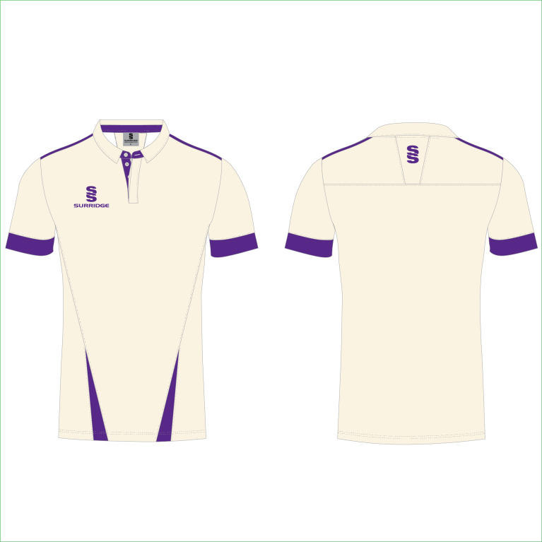 Short Sleeve Cricket Shirt with Purple trim
