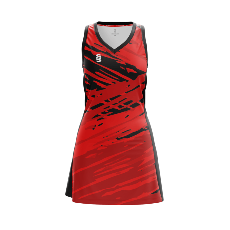 Power Netball Dress - Red/White/Black