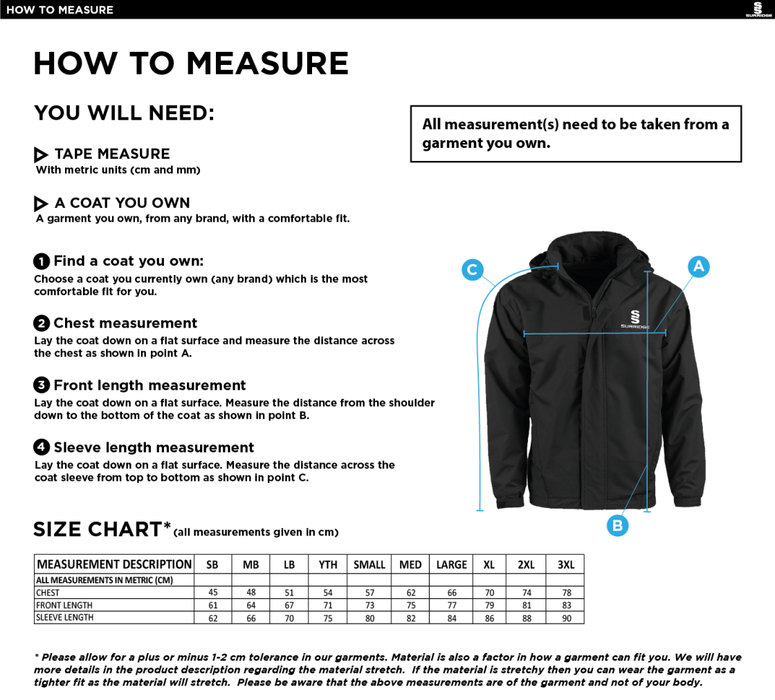 Dual Fleece Lined Jacket : Black - Size Guide
